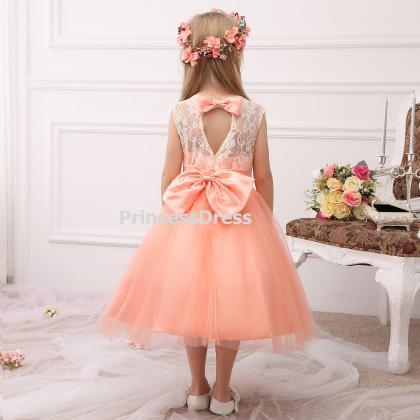 Lace Bodice Tulle Flower Girl Dress With..