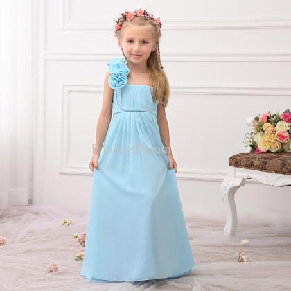 One-shoulder Flower Girl Dress With Hand-made..