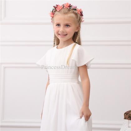 Short Sleeves Chiffon Flower Girl Dress, Junior..