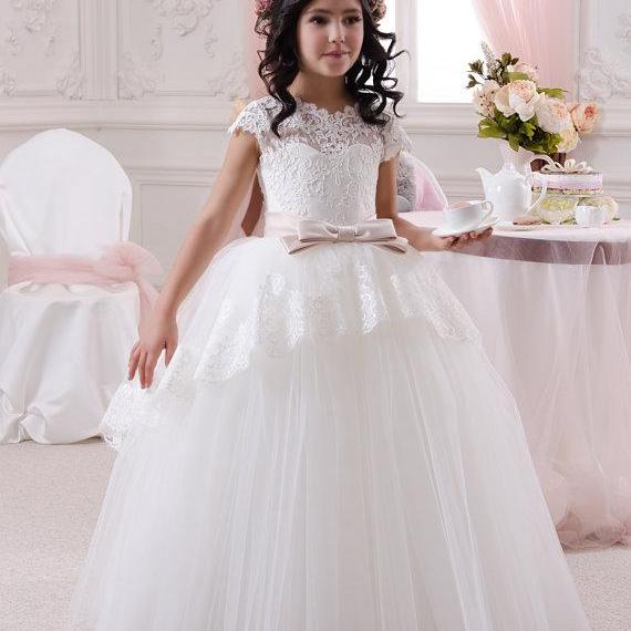 First Holy Communion Dress Puffy Ball Gown Ivory First Communion Dress ...
